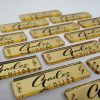 Tag Acrylic Gold Mirror Black Lettering