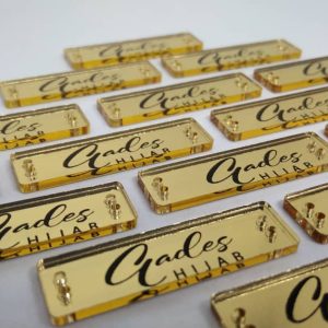 Tag Acrylic Gold Mirror Black Lettering