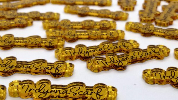 Tag Acrylic Dark Gold Mirror Black Design