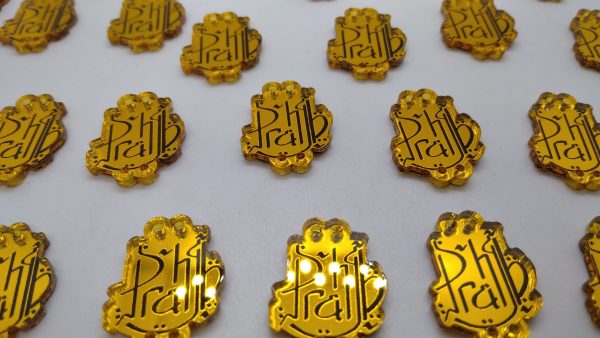 Tag Acrylic Dark Gold Mirror Black Design