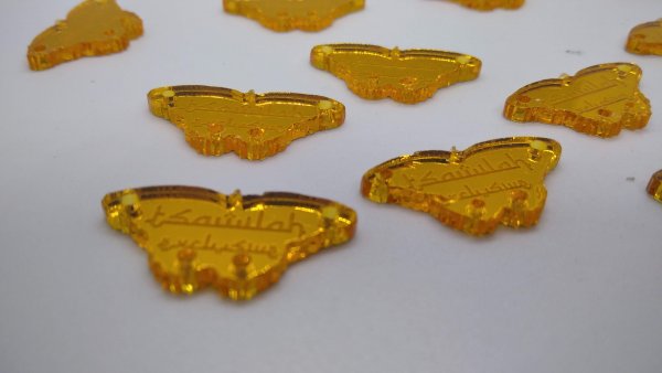 Tag Acrylic Dark Gold Mirror Clear Design