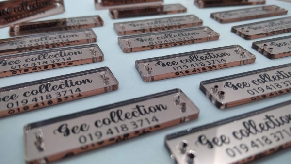 Tag Acrylic Rose Gold Mirror Black Design