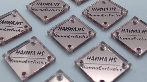 Tag Acrylic Rose Gold Mirror Black Design