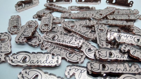 Tag Acrylic Rose Gold Mirror Black Design