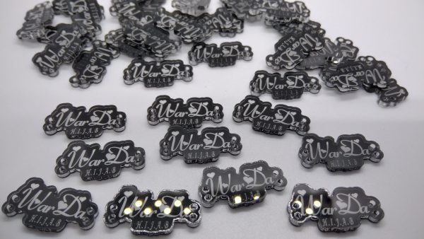 Tag Acrylic Clear Lettering Black Background