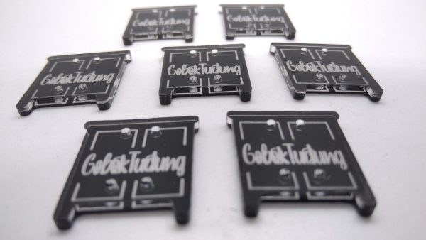 Tag Acrylic Clear Lettering Black Background