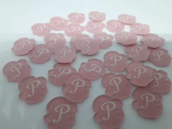Tag Acrylic Pink Background Engraved Lettering