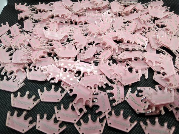 Tag Acrylic Pink Background Engraved Lettering
