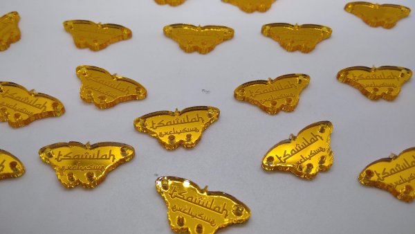 Tag Acrylic Dark Gold Mirror Clear Design