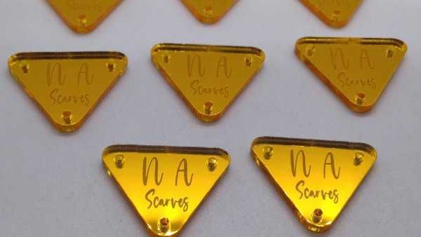 Tag Acrylic Dark Gold Mirror Clear Design