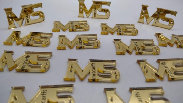 Tag Acrylic Gold Mirror Black Lettering