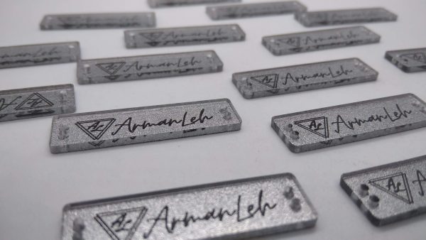 Tag Acrylic Silver Sparkling Background Black Design