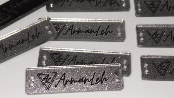 Tag Acrylic Silver Sparkling Background Black Design