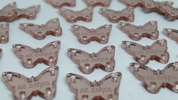 Tag Acrylic Rose Gold Mirror Clear Design