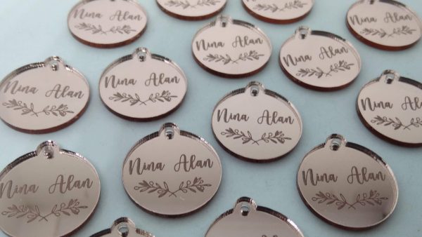 Tag Acrylic Rose Gold Mirror Clear Design