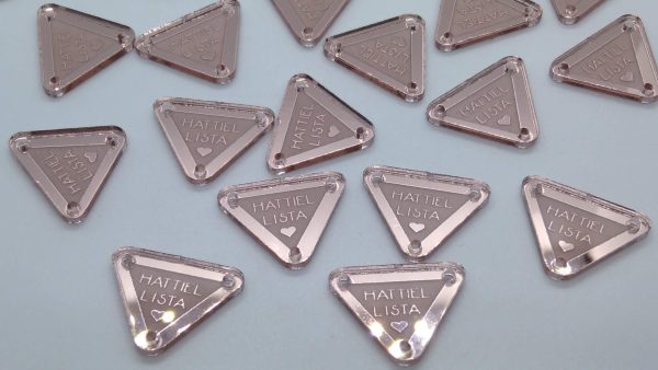 Tag Acrylic Rose Gold Mirror Clear Design